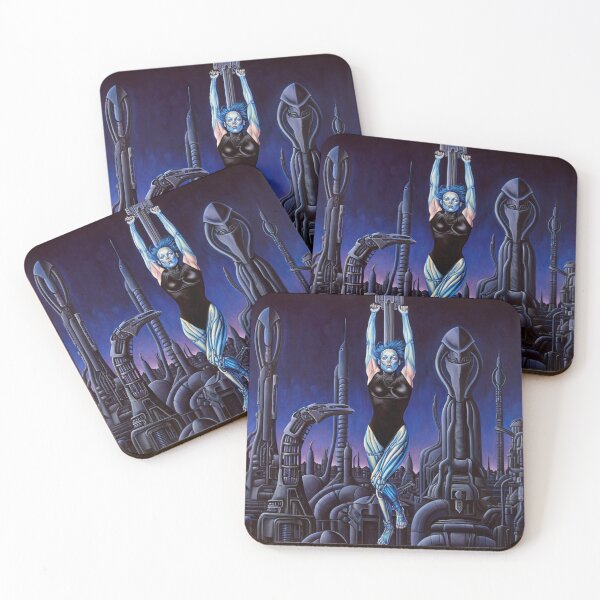 Item preview, Biomechanical hot sexy blue  Alien woman Gothic heavy metal landscape art designed and sold by Vintage Designs +.