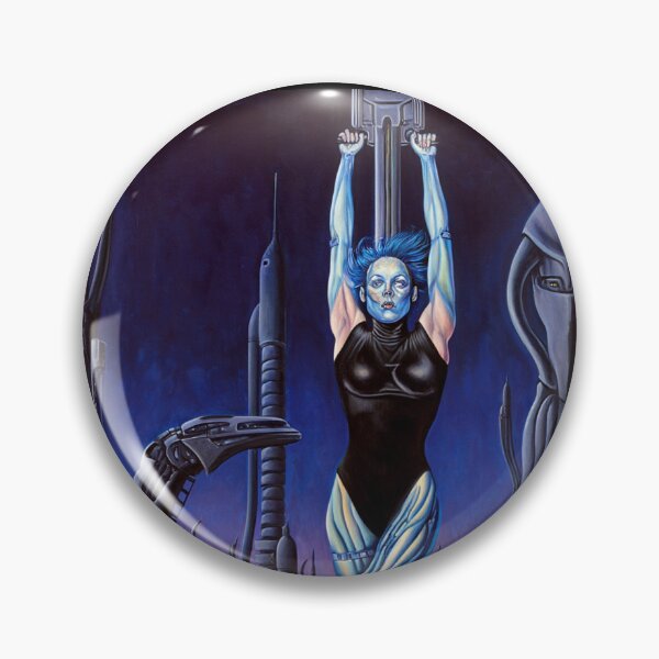 Item preview, Biomechanical hot sexy blue  Alien woman Gothic heavy metal landscape art designed and sold by Vintage Designs +.