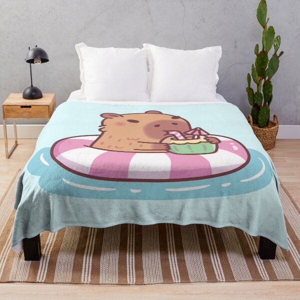 Item preview, Cute Capybara Chilling in Pool Float Drinking Coconut Water designed and sold by rustydoodle.