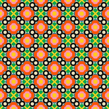 Artwork thumbnail, Retro Floral Geometric Pattern by Patternfluent