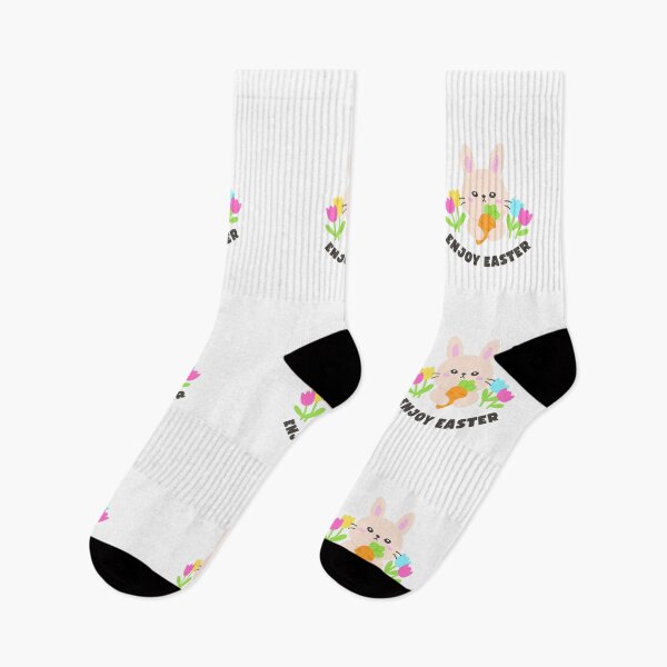 Item preview, Bunny with Carrot and Tulips – Enjoy Easter Sticker designed and sold by BubiStudio.