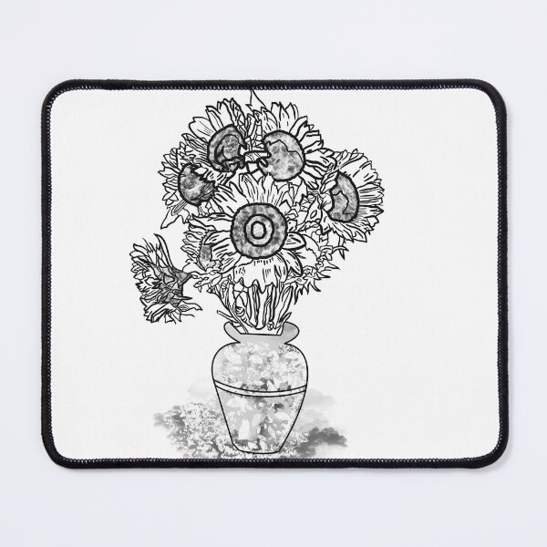 Item preview, Van Gogh inspied Sunflower Vase Masterpiece line art coloring page designed and sold by chuckletuckle.