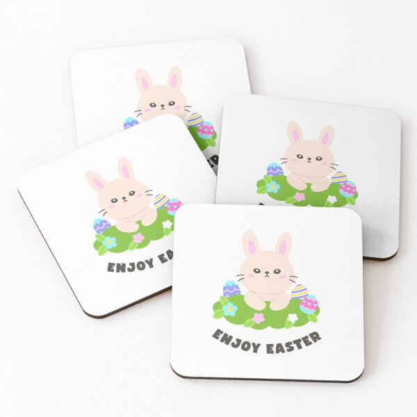Item preview, Happy Easter Bunny with Flowers and Eggs – Enjoy Easter designed and sold by BubiStudio.