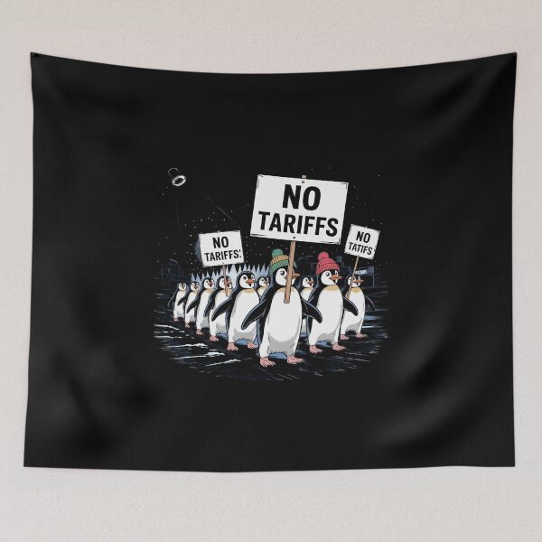 Item preview, Penguin Protest Against Tariffs Funny Penguin Tariff designed and sold by Redgiant87x.