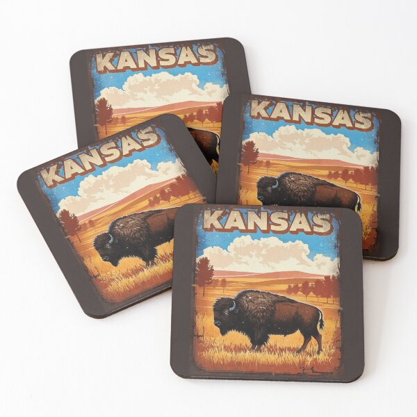 Item preview, Vintage kansas bison wildlife art print designed and sold by PastEcho.