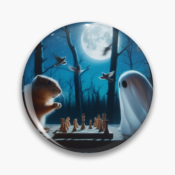 Item preview, cute squirrel and ghost playing chess designed and sold by Dogandesighn.