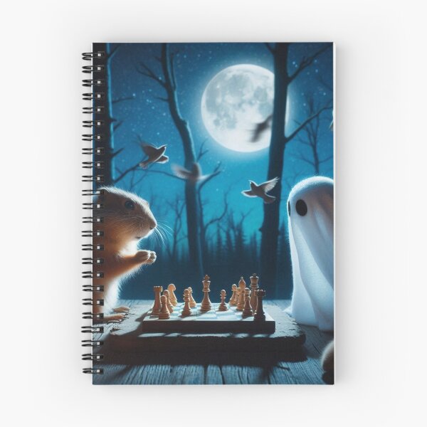 Item preview, cute squirrel and ghost playing chess designed and sold by Dogandesighn.
