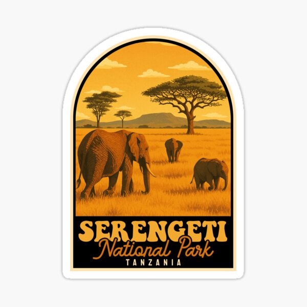 Item preview, Serengeti National Park Vintage Poster – Tanzania Safari Scene with Elephants & Acacia Trees designed and sold by JackCurtis1991.