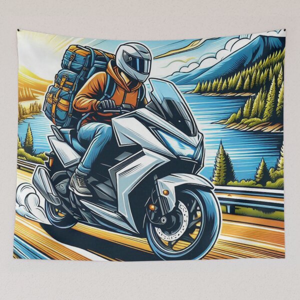 Item preview, AI Biker XMAX Touring Design – Scenic Nature Ride Artwork for Adventure, Travel, Scooter, and Motorcycle Lovers designed and sold by knalpot-design.