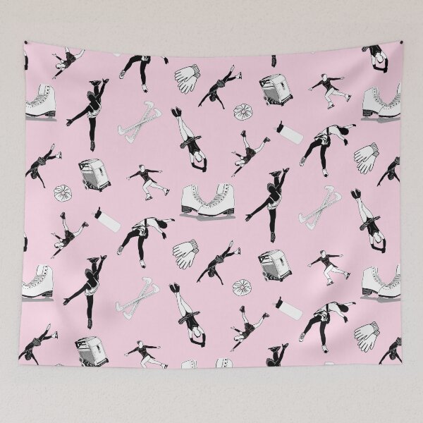 Item preview, Figure Skating Female Silhouettes and Accessories on Pastel Pink designed and sold by PD-Skating.