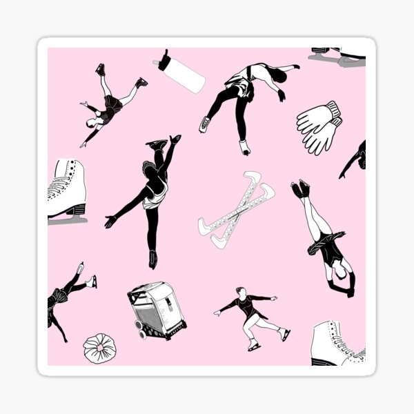 Item preview, Figure Skating Female Silhouettes and Accessories on Pastel Pink designed and sold by PD-Skating.