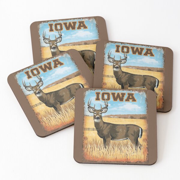Item preview, Iowa white-tailed deer vintage poster designed and sold by PastEcho.