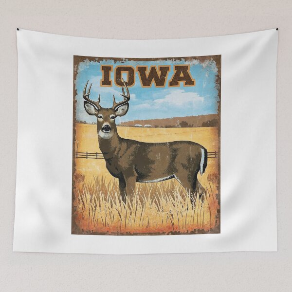 Item preview, Iowa white-tailed deer vintage poster designed and sold by PastEcho.