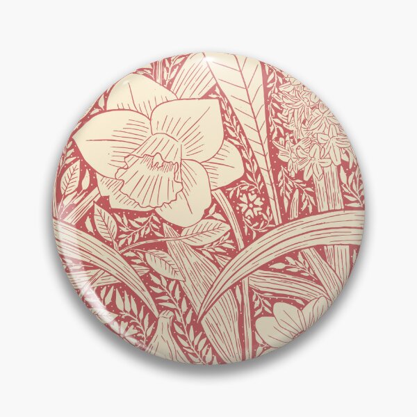 Item preview, Spring garden happiness - William Morris and Art Nouveau inspired design with intertwined leaves, tulips, daffodils, hyacinths and other flowers in beige and antique pink designed and sold by SaliMontoDesign.