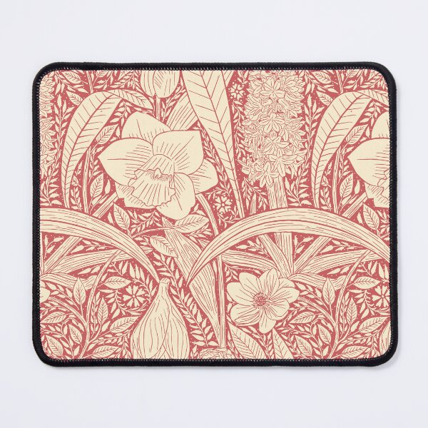 Item preview, Spring garden happiness - William Morris and Art Nouveau inspired design with intertwined leaves, tulips, daffodils, hyacinths and other flowers in beige and antique pink designed and sold by SaliMontoDesign.