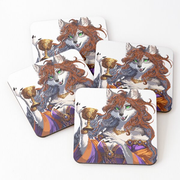 Item preview, Purple and Gold Wolf Woman Proposes a A Toast!   designed and sold by KlakkDrawsStuff.