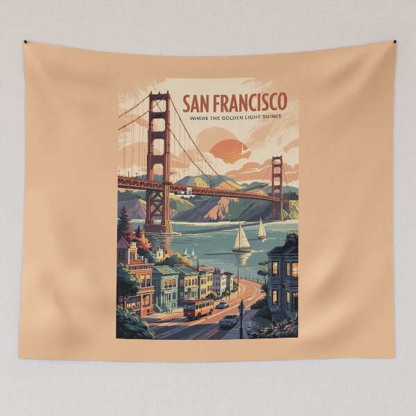 Item preview, San Francisco California Skyline Travel Art Vintage designed and sold by KrisSidDesigns.