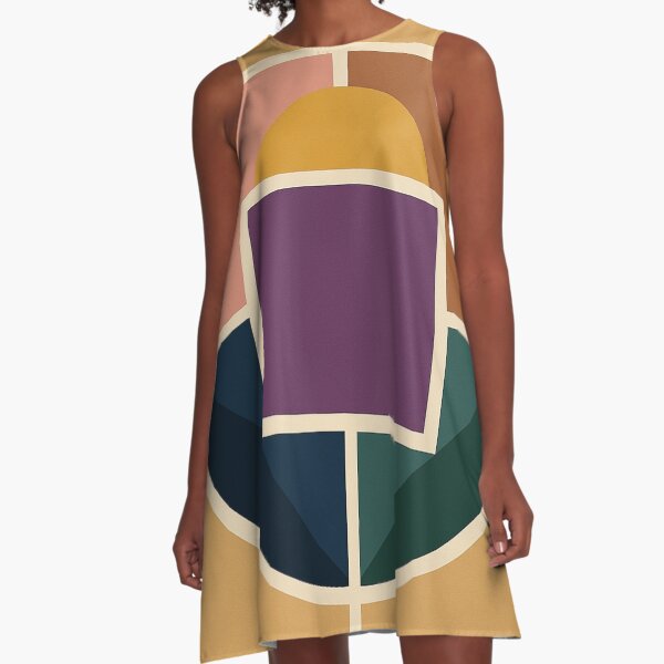 Item preview, Geometric Harmony with Bold Retro Colors designed and sold by UniqueVintagePatterns.