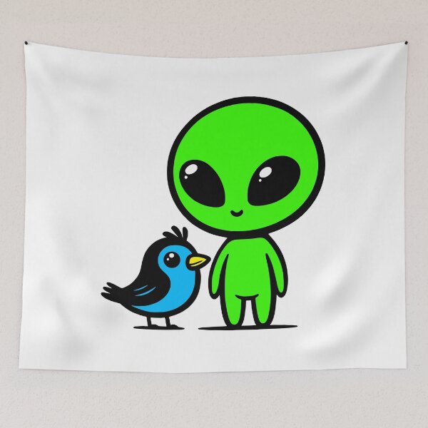 Item preview, Cute Alien and Blue Bird designed and sold by roswellboutique.