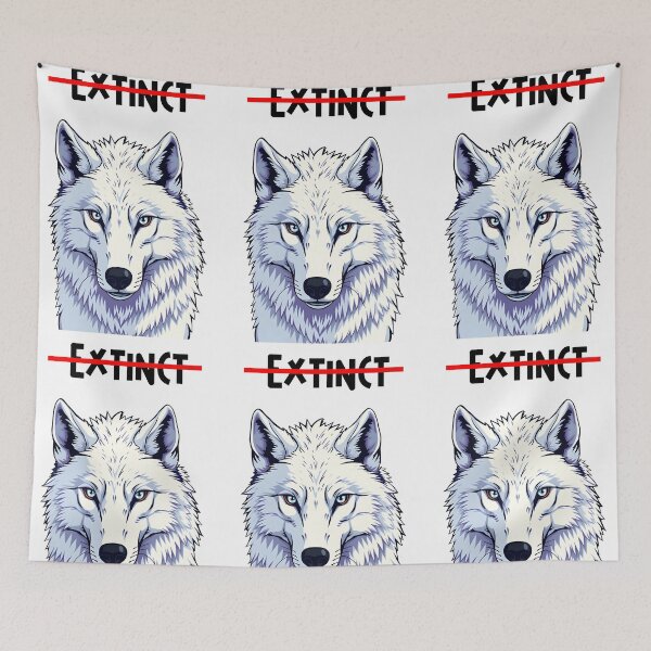 Item preview, White Direwolf illustration with not extinct text designed and sold by EmeraldeaArt.