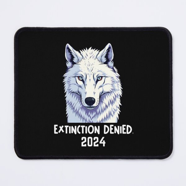 Item preview, Direwolf Extinction Denied 2024  -in white flat style cutout illustration designed and sold by EmeraldeaArt.
