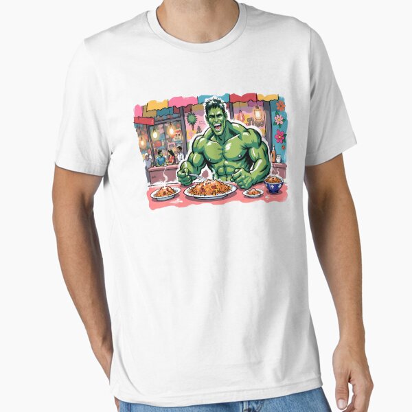 Item preview, Hangry Hulk’s Noodle Rampage – Hilarious Superhero Comic Art designed and sold by Atombrag.
