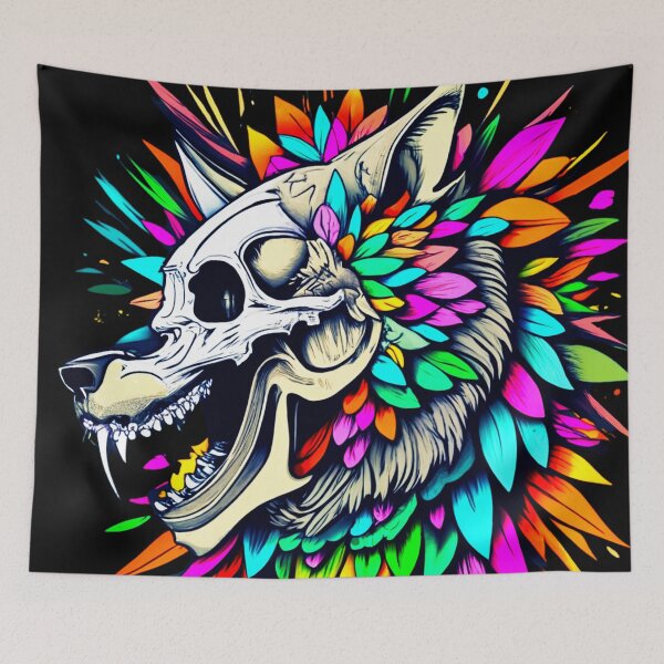Item preview, Colorful Wolf Skull Design designed and sold by SteezeeStore.