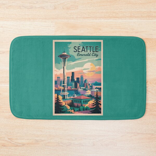 Item preview, Seattle Washington Skyline Travel Art Vintage designed and sold by KrisSidDesigns.