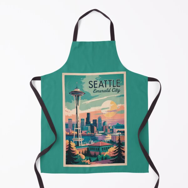Item preview, Seattle Washington Skyline Travel Art Vintage designed and sold by KrisSidDesigns.