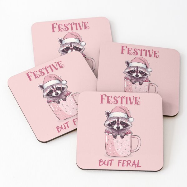 Item preview, Festive But Feral – Funny Pink Raccoon Christmas Design - Pink designed and sold by thistledewcraft.