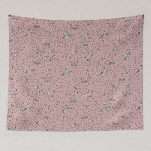 Item preview, Birds in the forest strawberry pink designed and sold by cezidesign.