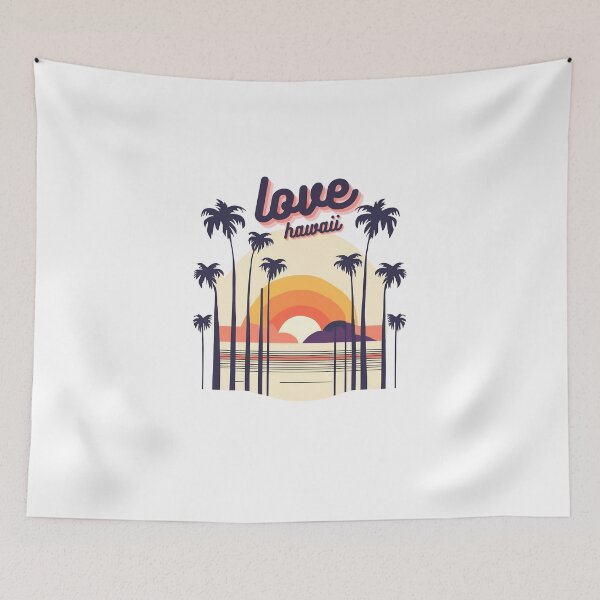 Item preview, Love hawaii Vintage Retro Sunset Palm Tree T-Shirt designed and sold by P-Beginning.