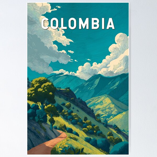 Item preview, Colombia Illustration Travel Art Vintage designed and sold by KrisSidDesigns.