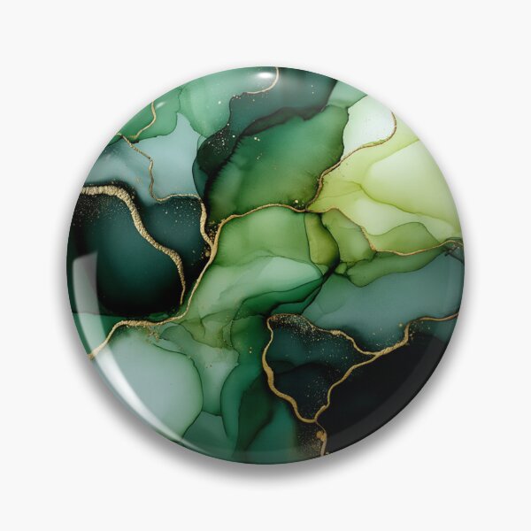 Item preview, Luxurious green alcohol ink artwork with gold accents designed and sold by VanGalt.
