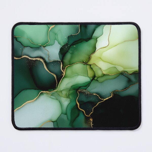 Item preview, Luxurious green alcohol ink artwork with gold accents designed and sold by VanGalt.