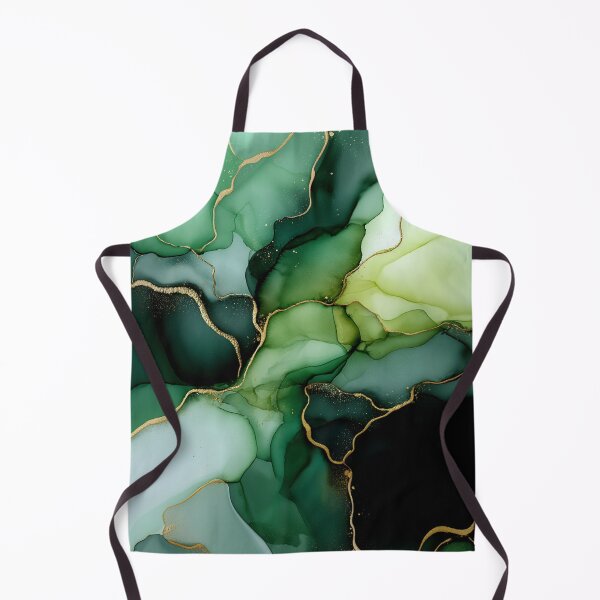 Item preview, Luxurious green alcohol ink artwork with gold accents designed and sold by VanGalt.