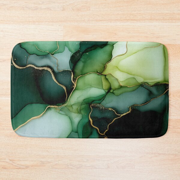 Item preview, Luxurious green alcohol ink artwork with gold accents designed and sold by VanGalt.