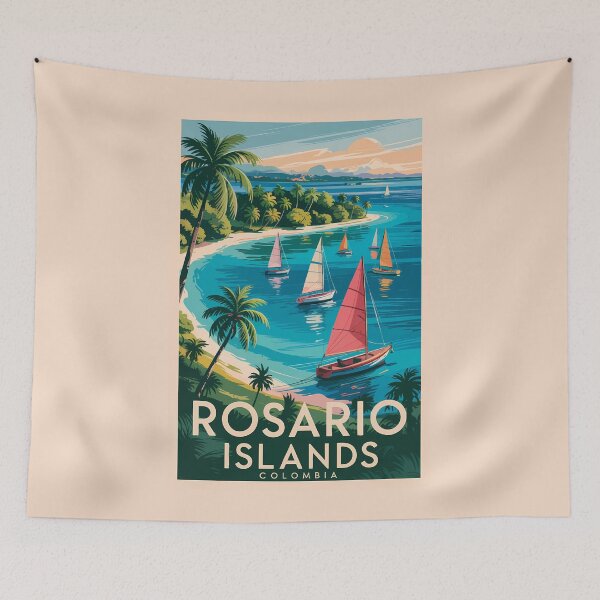Item preview, Rosario Islands Colombia Illustration Travel Art Vintage designed and sold by KrisSidDesigns.