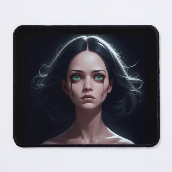 Item preview, Inner Contrast – Gothic Portrait of a Woman with Green Eyes and Black Hair designed and sold by Pickmash.