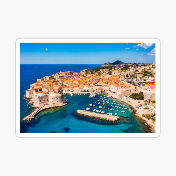 Item preview, The aerial view of Dubrovnik, a city in southern Croatia fronting the Adriatic Sea, Europe. Old city center of famous town Dubrovnik, Croatia. Dubrovnik historic city of Croatia in Dalmatia.  designed and sold by Framed Horizons.