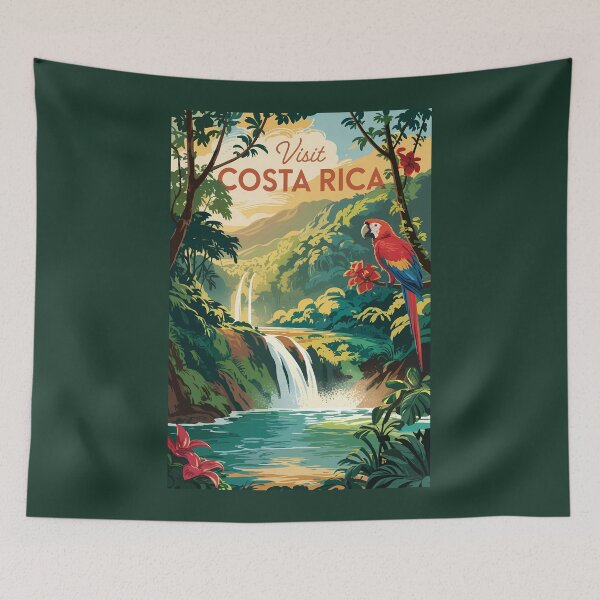 Item preview, Costa Rica Parrot Illustration Travel Art Vintage designed and sold by KrisSidDesigns.