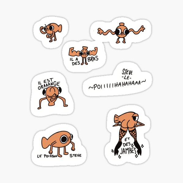 Item preview, Le Poisson Steve sticker pack designed and sold by DinoCatDraws.