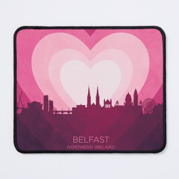 Item preview, Belfast Northern Ireland Skyline Hearts Pink designed and sold by ArtPrints.