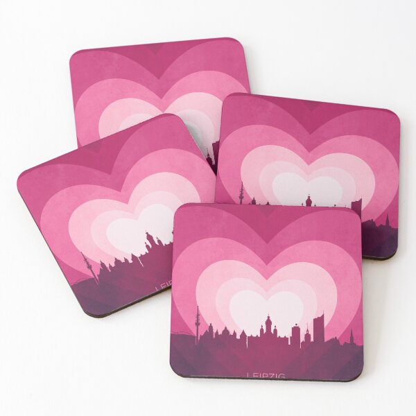 Item preview, Leipzig Germany Skyline Hearts Pink designed and sold by ArtPrints.