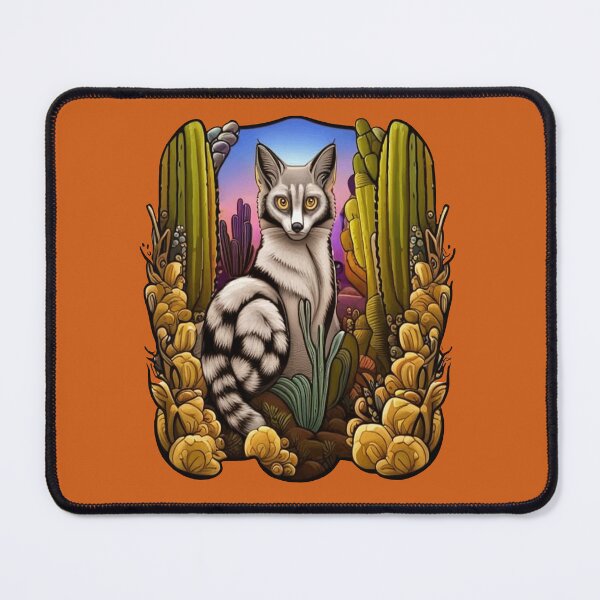 Item preview, Arizona Ring Tailed Cat Surrounded By Cacti Cartoon Tattoo designed and sold by taiche.