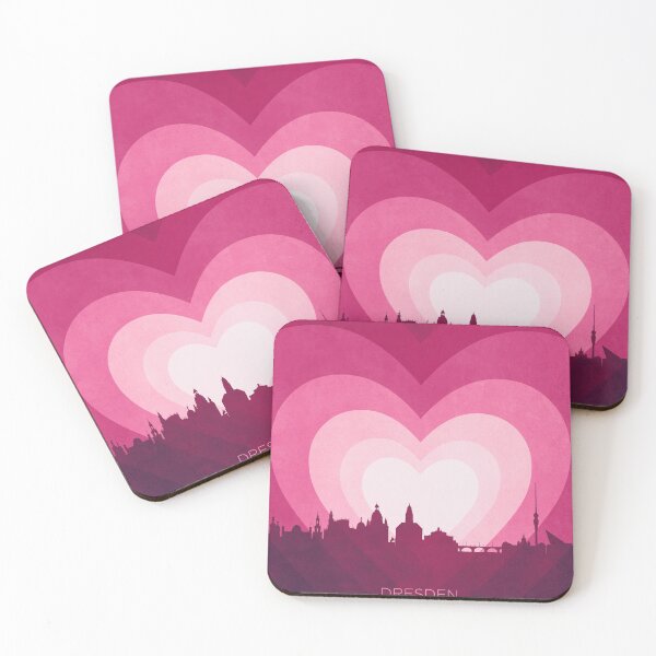 Item preview, Dresden Germany Skyline Hearts Pink designed and sold by ArtPrints.