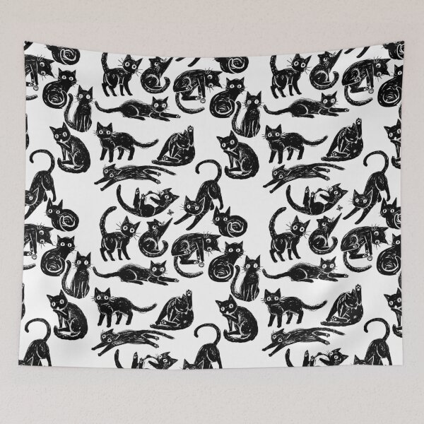 Item preview, Black Cat Pattern White designed and sold by JurassicParkans.