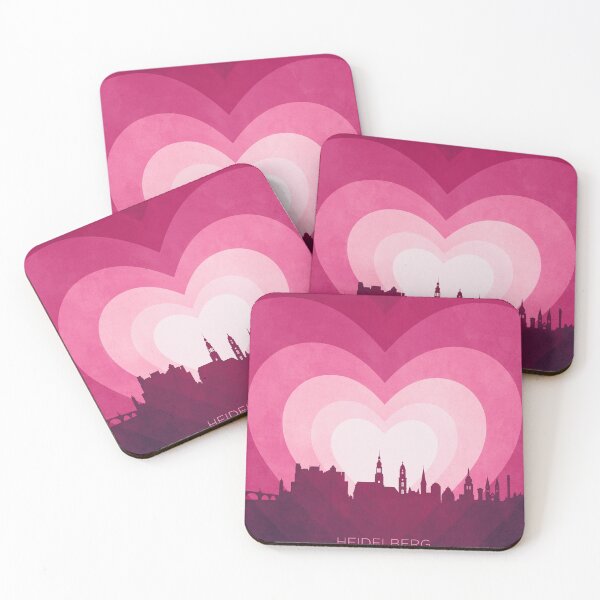 Item preview, Heidelberg Germany Skyline Hearts Pink designed and sold by ArtPrints.