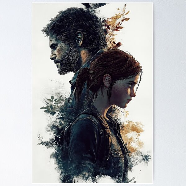 Item preview, Survival pair in tense moment, teen girl with red ponytail, older man with rugged beard, gritty textures hint at post-crisis journey and trust. designed and sold by MystiS.