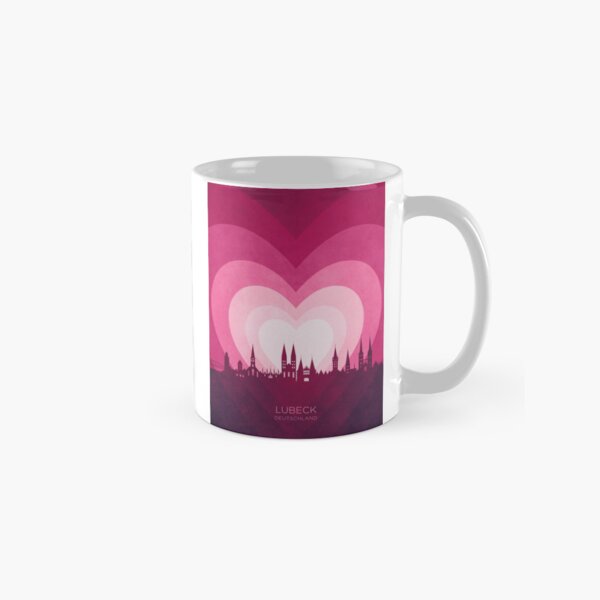 Item preview, Lubeck Germany Skyline Hearts Pink designed and sold by ArtPrints.